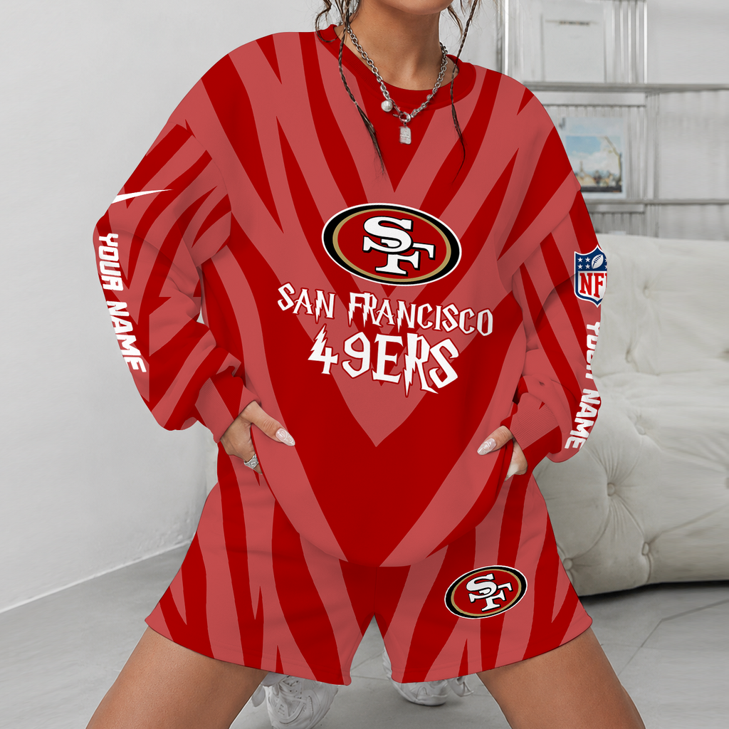 [SPECIAL OFFER] NEW CUSTOMIZED NFL11 SF49 SAN FRANCISCO 49ERS UNISEX SWEATSHIRT & SHORTS SET
