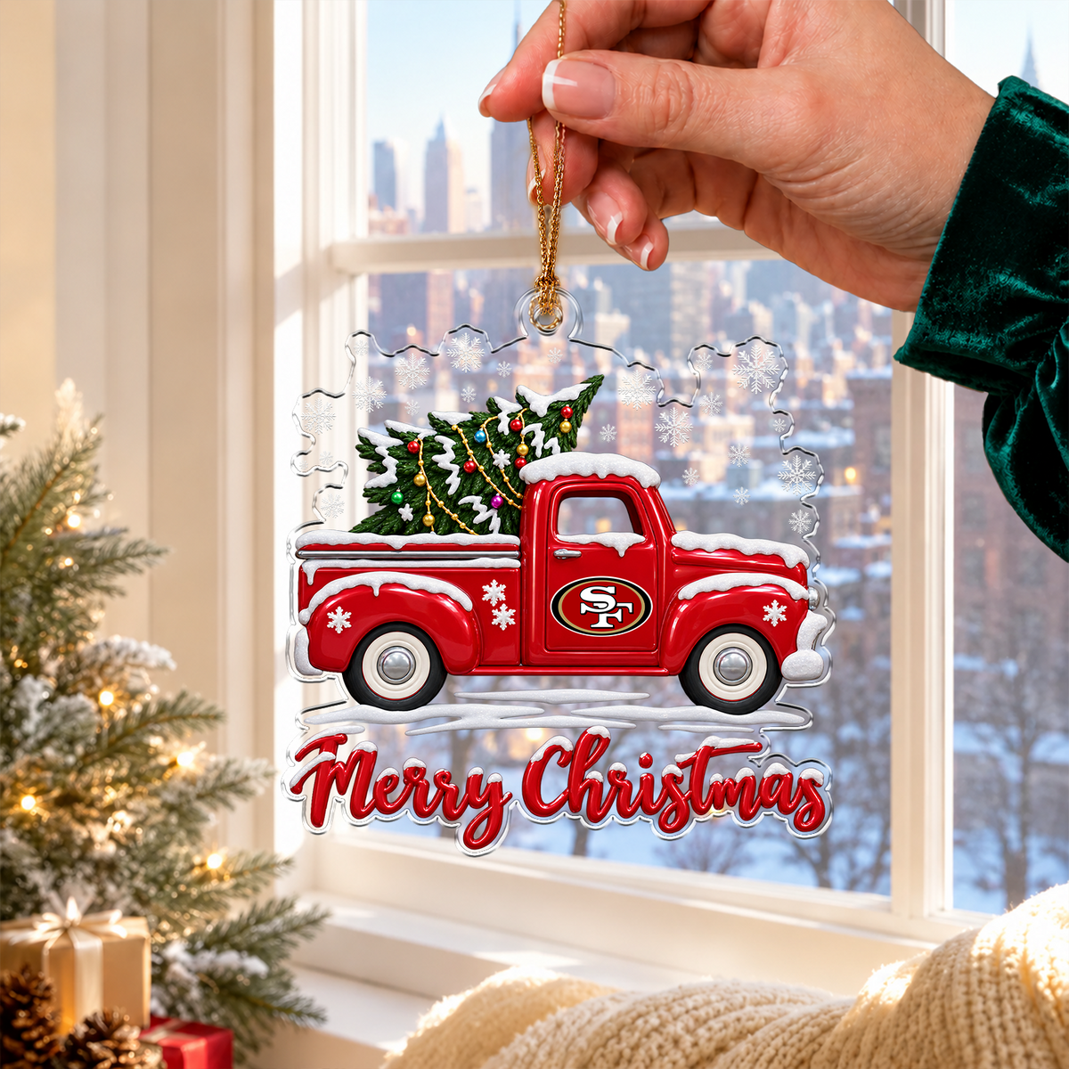 [SPECIAL OFFER] NEW CUSTOMIZED NFL11 SF49 SAN FRANCISCO 49ERS CHRISTMAS ACRYLIC ORNAMENT