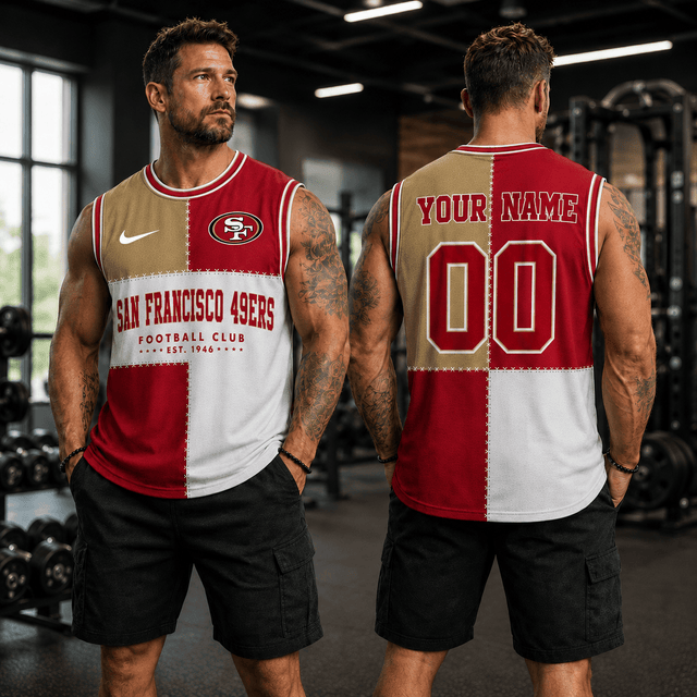[SPECIAL OFFER] NEW CUSTOMIZED NFL11 SF49 SAN FRANCISCO 49ERS MEN'S GYM SHIRT