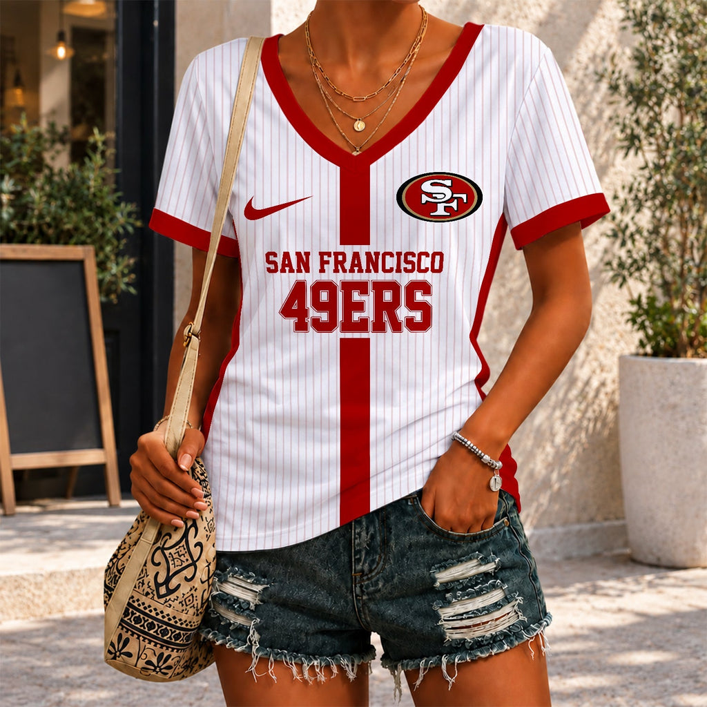 [SPECIAL OFFER] NEW CUSTOMIZED NFL11 SF49 SAN FRANCISCO 49ERS V-NECK FEMALE SHIRT