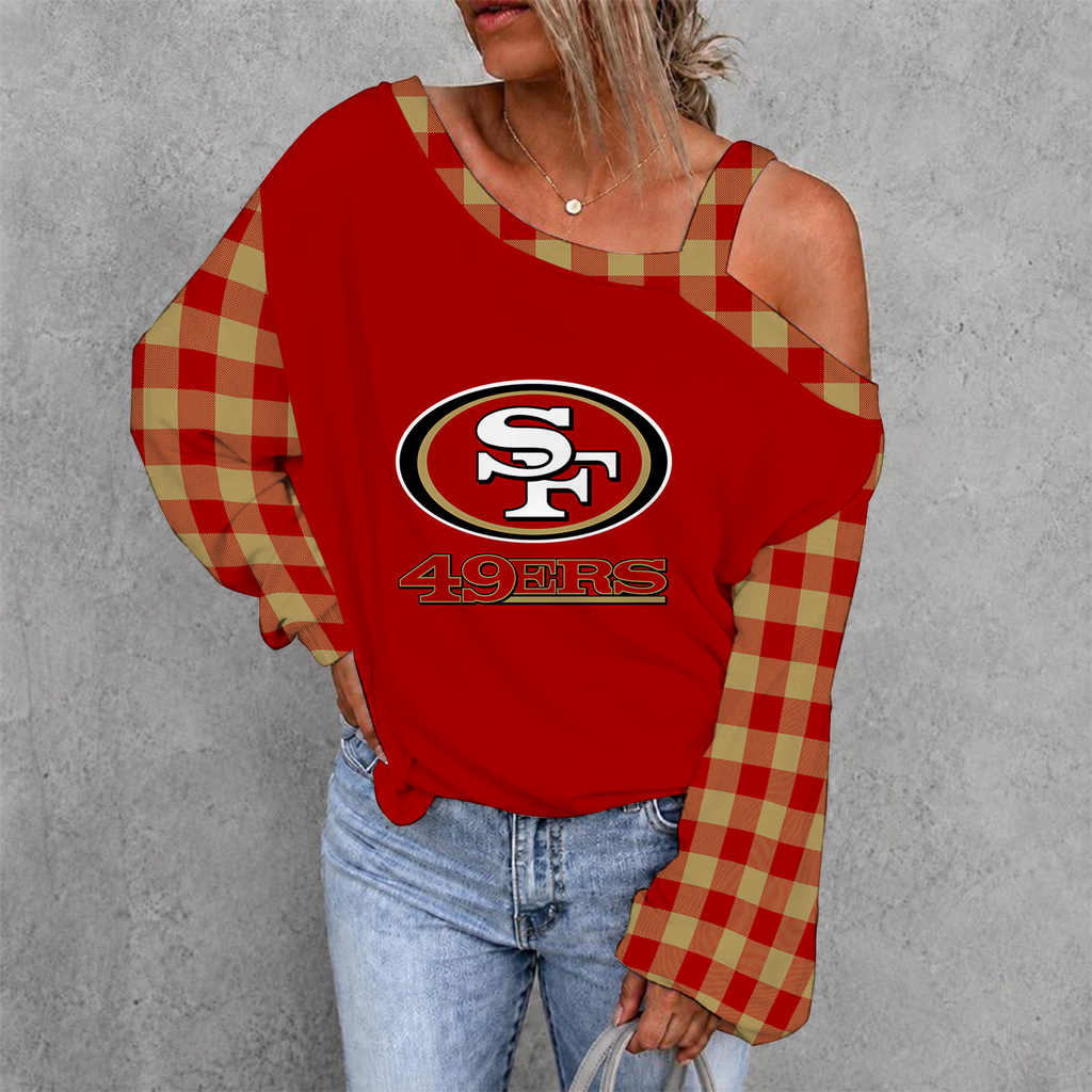 [SPECIAL OFFER] NEW CUSTOMIZED NFL11 SF49 SAN FRANCISCO 49ERS WOMEN'S OFF-SHOULDER LONG SLEEVE SHIRT