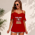 [SPECIAL OFFER] NEW CUSTOMIZED NFL11 SF49 SAN FRANCISCO 49ERS WOMEN'S STRAPPY OFF-SHOULDER TOP