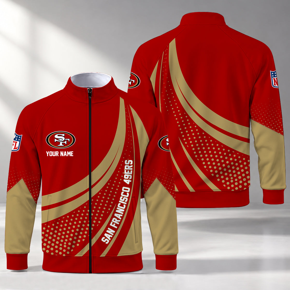 [SPECIAL OFFER] NEW CUSTOMIZED NFL11 SF49 SAN FRANCISCO 49ERS STAND COLLAR JACKET
