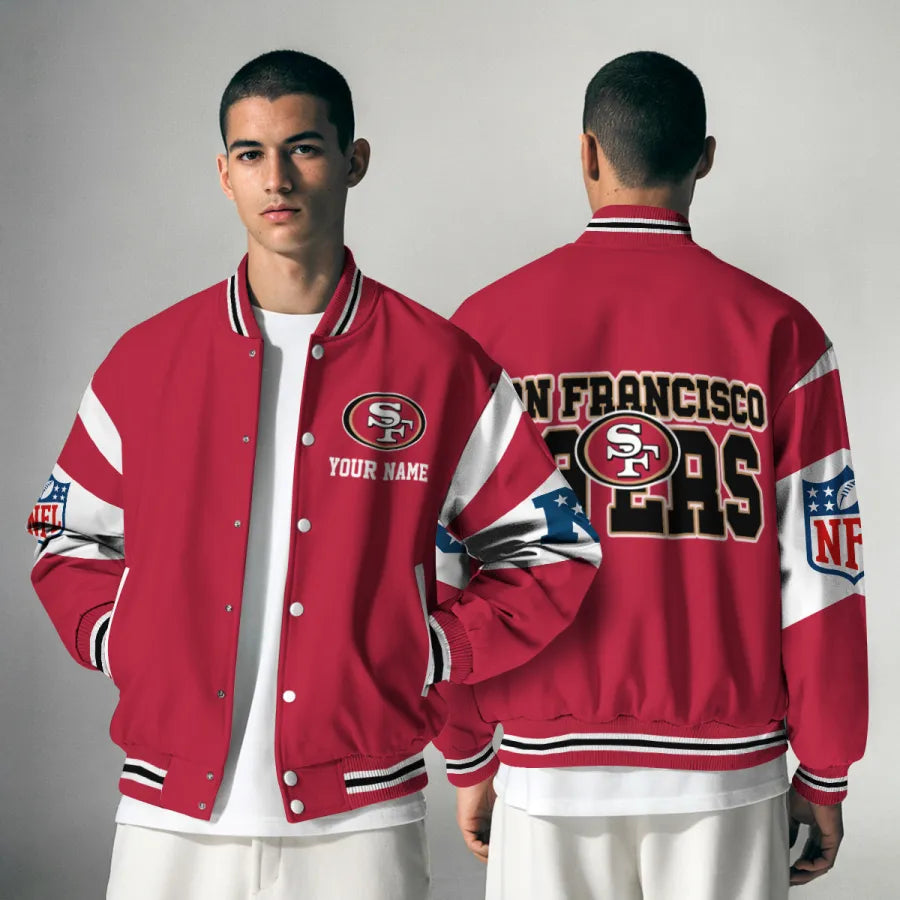 [SPECIAL OFFER] NEW CUSTOMIZED NFL11 SF49 SAN FRANCISCO 49ERS SATIN VARSITY & BASEBALL JACKET