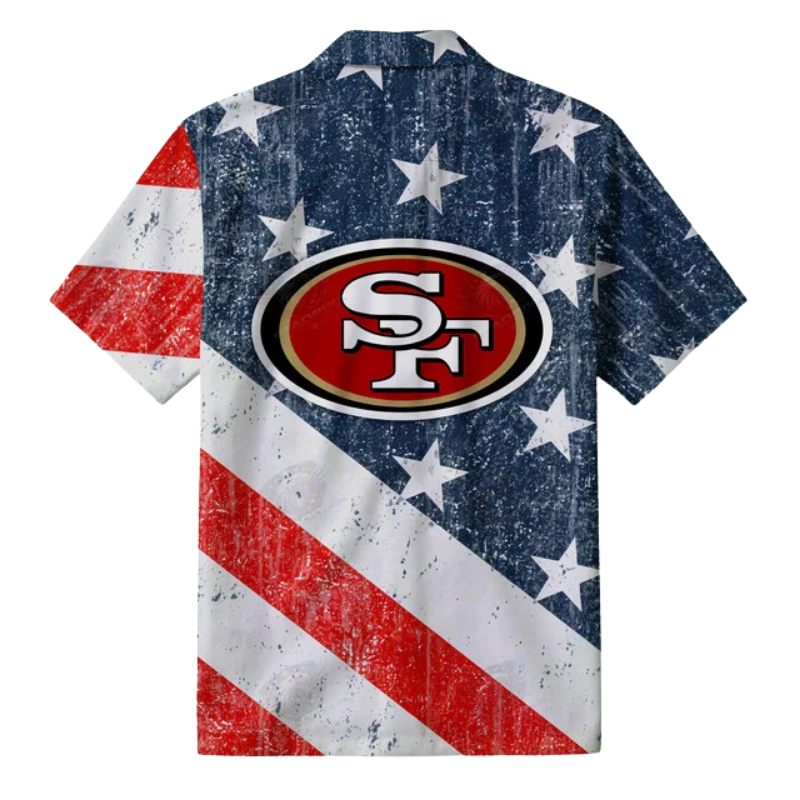 [SPECIAL OFFER] NEW CUSTOMIZED NFL11 SF49 SAN FRANCISCO 49ERS PATRIOTIC 250 USA HAWAIIAN SHIRT