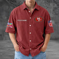 [SPECIAL OFFER] NEW CUSTOMIZED NFL11 SF49 SAN FRANCISCO 49ERS SEERSUCKER BUTTON SHIRT