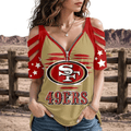[SPECIAL OFFER] NEW CUSTOMIZED NFL11 SF49 SAN FRANCISCO 49ERS STRAPPY COLD-SHOULDER TOP