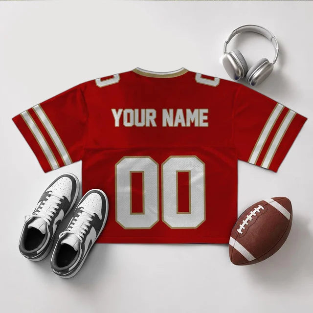 [SPECIAL OFFER] NEW CUSTOMIZED NFL11 SF49 SAN FRANCISCO 49ERS V-NECK JERSEY CROP TOP