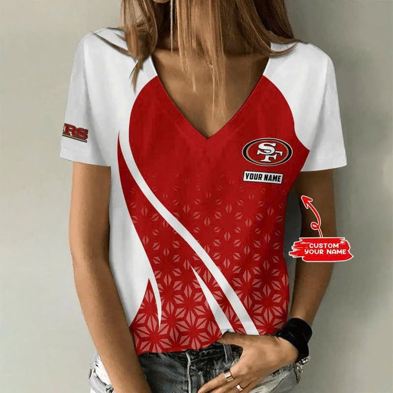 [SPECIAL OFFER] NEW CUSTOMIZED NFL11 SF49 SAN FRANCISCO 49ERS V-NECK FEMALE SHIRT