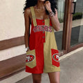 [SPECIAL OFFER] NEW CUSTOMIZED NFL11 SF49 SAN FRANCISCO 49ERS WOMEN'S HIGH-WAISTED SHORTS OVERALLS