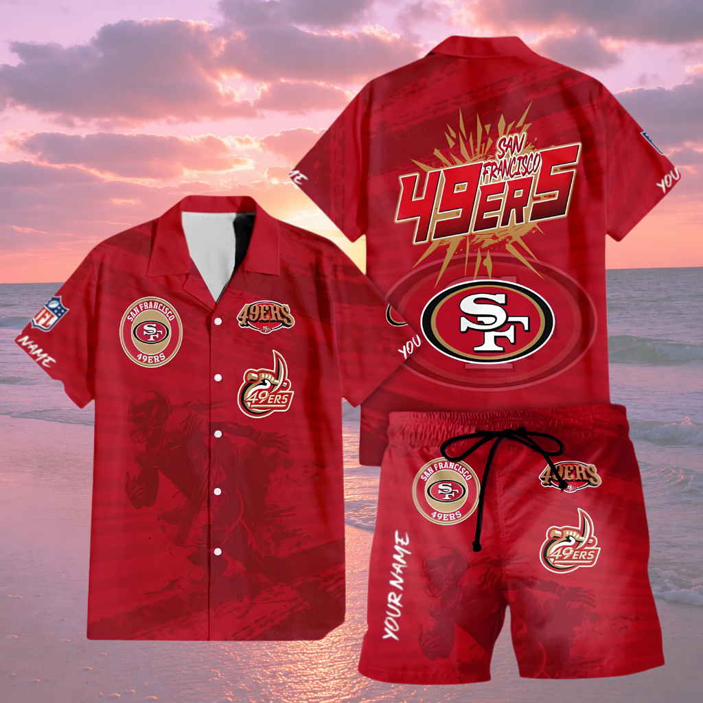 [SPECIAL OFFER] NEW CUSTOMIZED NFL11 SF49 SAN FRANCISCO 49ERS UNISEX HAWAIIAN SHIRT & SHORTS SET
