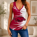 [FAN FAVORITE] NEW CUSTOMIZED NCAA FBS12 AKR ARKANSAS RAZORBACKS WOMEN'S V-NECK TANK TOP
