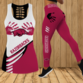 [FAN FAVORITE] NEW CUSTOMIZED NCAA FBS12 AKR ARKANSAS RAZORBACKS HOLLOW TANK TOP & LEGGINGS SET