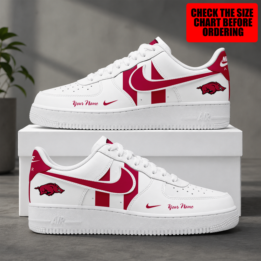 [FAN FAVORITE] NEW CUSTOMIZED NCAA FBS12 AKR ARKANSAS RAZORBACKS AF1 SHOES