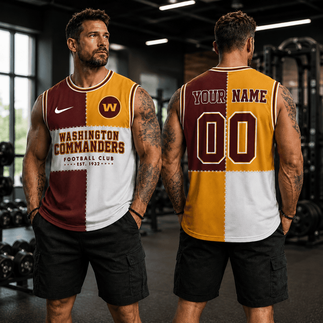 [SPECIAL OFFER] NEW CUSTOMIZED NFL12 WTC WASHINGTON COMMANDERS MEN'S GYM SHIRT
