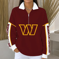 [SPECIAL OFFER] NEW CUSTOMIZED NFL12 WTC WASHINGTON COMMANDERS QUARTER ZIP RIBBED SWEATER