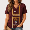 [SPECIAL OFFER] NEW CUSTOMIZED NFL12 WTC WASHINGTON COMMANDERS V-NECK FEMALE SHIRT