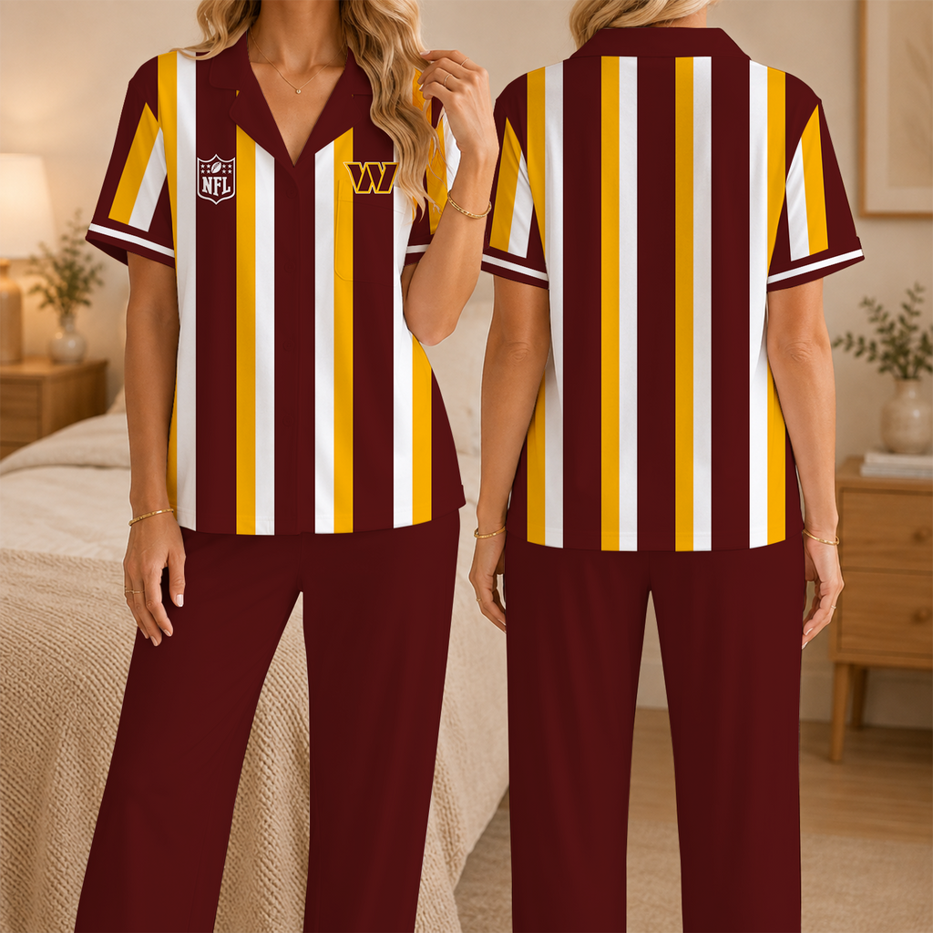 [SPECIAL OFFER] NEW CUSTOMIZED NFL12 WTC WASHINGTON COMMANDERS SHORT SLEEVE & LONG PANTS PAJAMAS SET