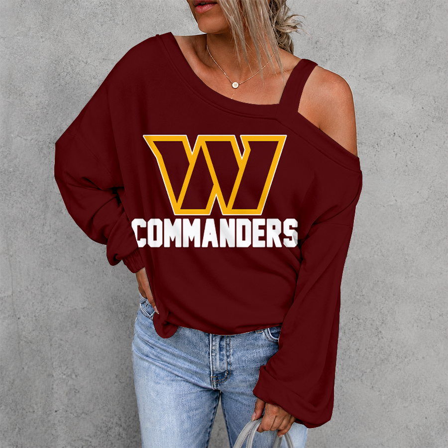 [SPECIAL OFFER] NEW CUSTOMIZED NFL12 WTC WASHINGTON COMMANDERS WOMEN'S OFF-SHOULDER LONG SLEEVE SHIRT