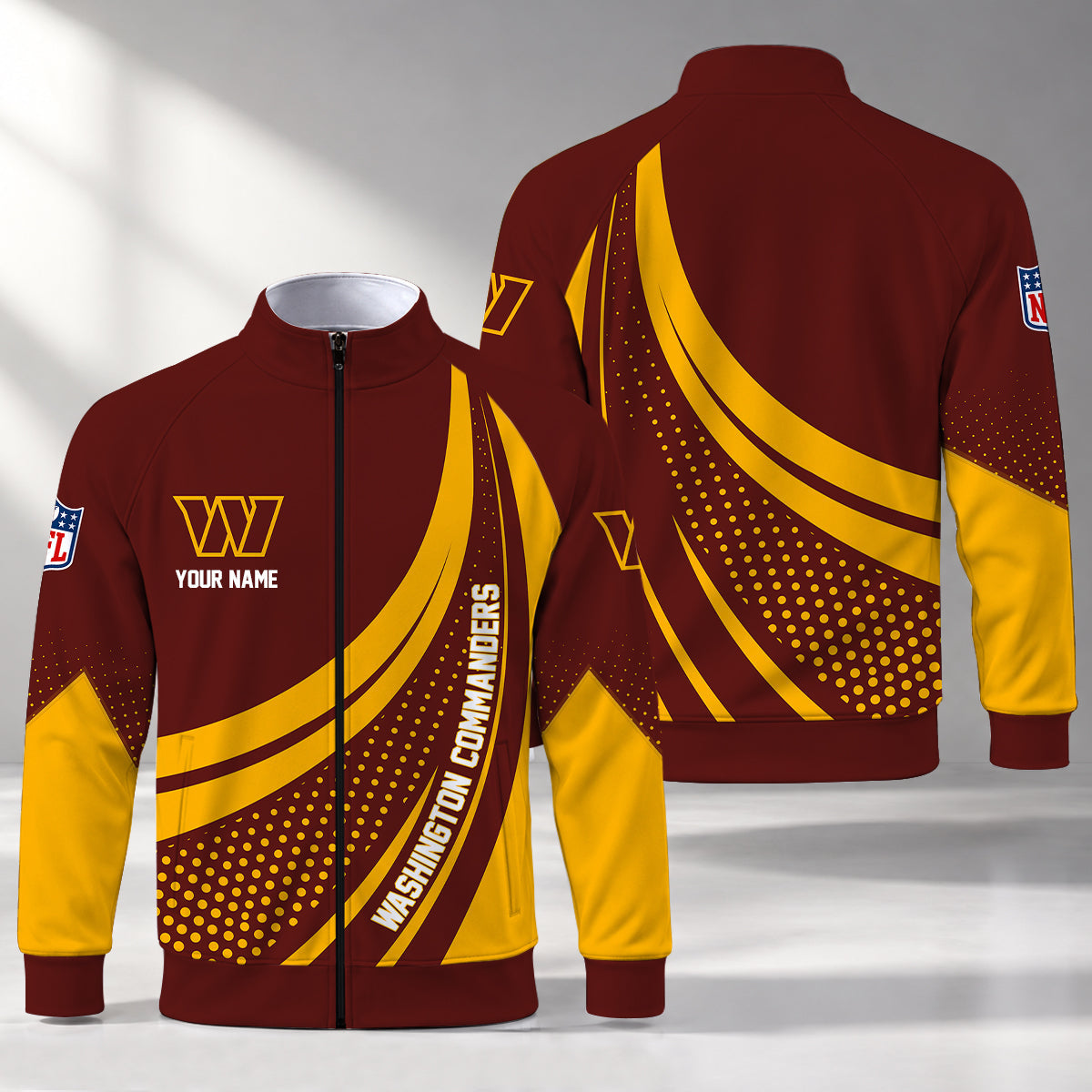 [SPECIAL OFFER] NEW CUSTOMIZED NFL12 WTC WASHINGTON COMMANDERS STAND COLLAR JACKET
