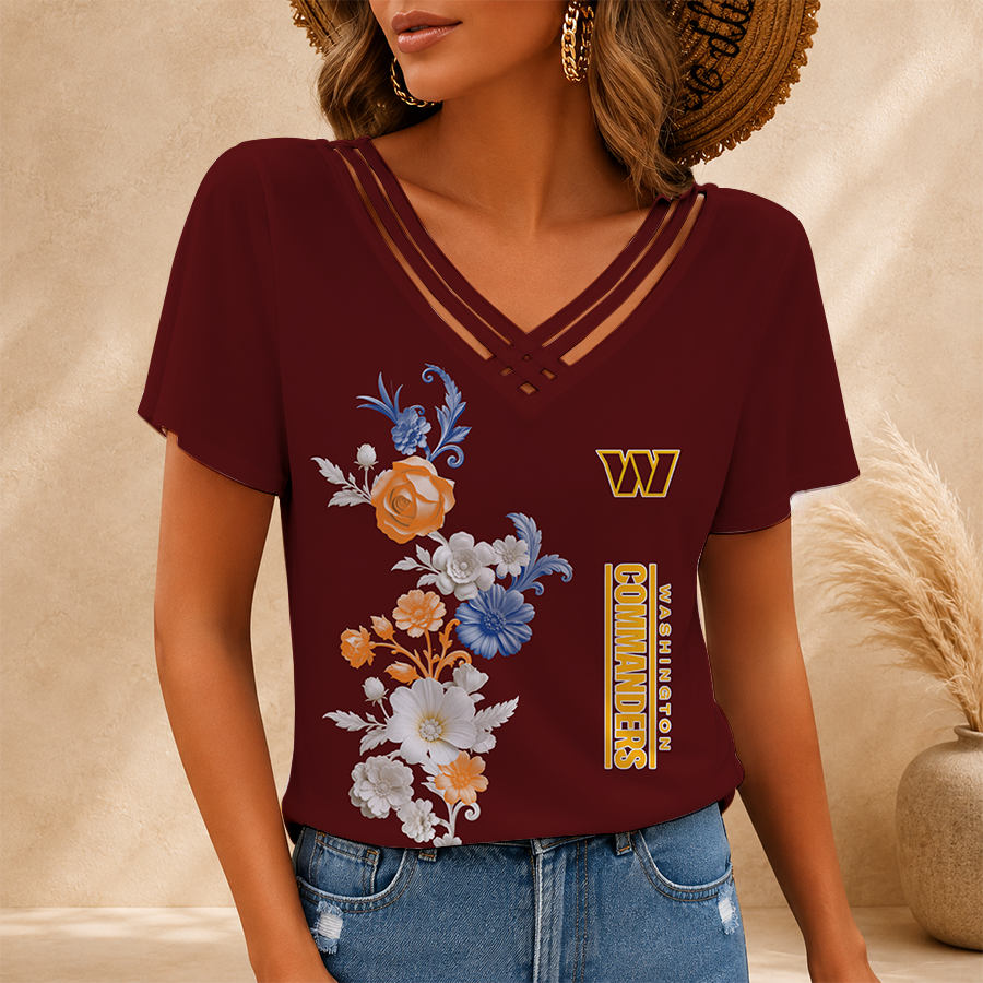 [SPECIAL OFFER] NEW CUSTOMIZED NFL12 WTC WASHINGTON COMMANDERS V-NECK SHIRT