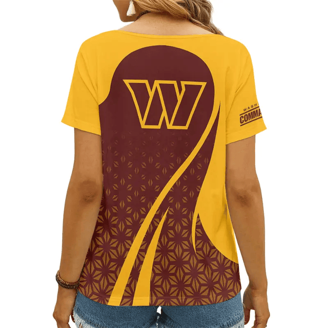 [SPECIAL OFFER] NEW CUSTOMIZED NFL12 WTC WASHINGTON COMMANDERS V-NECK FEMALE SHIRT