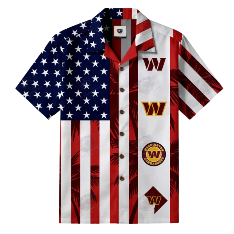 [SPECIAL OFFER] NEW CUSTOMIZED NFL12 WTC WASHINGTON COMMANDERS PATRIOTIC 250 USA HAWAIIAN SHIRT