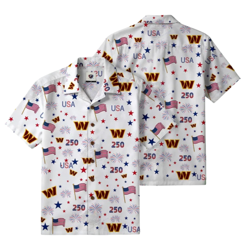 [SPECIAL OFFER] NEW CUSTOMIZED NFL12 WTC WASHINGTON COMMANDERS PATRIOTIC 250 USA HAWAIIAN SHIRT