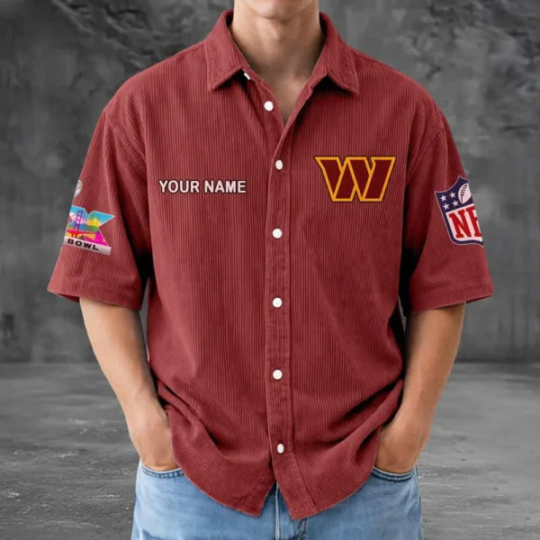 [SPECIAL OFFER] NEW CUSTOMIZED NFL12 WTC WASHINGTON COMMANDERS SEERSUCKER BUTTON SHIRT
