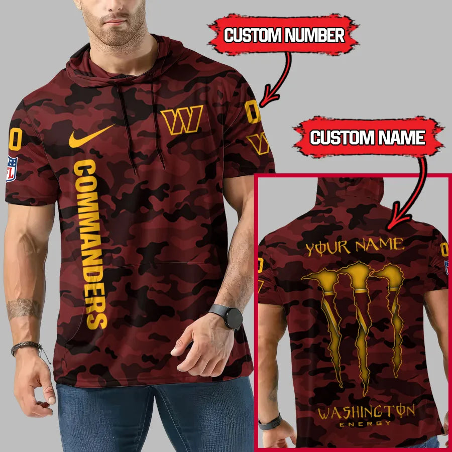 [SPECIAL OFFER] NEW CUSTOMIZED NFL12 WTC WASHINGTON COMMANDERS SHORT SLEEVE HOODIE