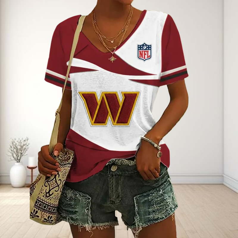 SPECIAL OFFER] NEW CUSTOMIZED NFL12 WTC WASHINGTON COMMANDERS V-NECK FEMALE SHIRT