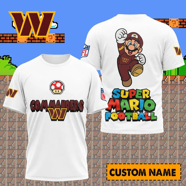 [SPECIAL OFFER] NEW CUSTOMIZED NFL12 WTC WASHINGTON COMMANDERS SUPER MARIO T-SHIRT, HOODIE, ZIP HOODIE