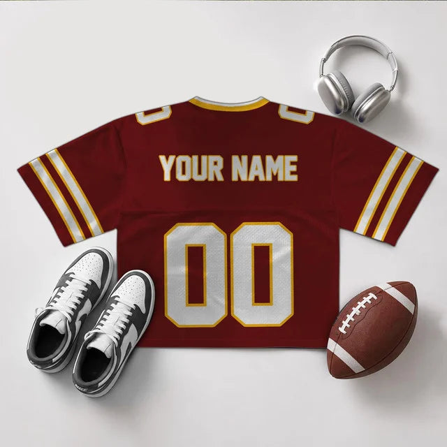 [SPECIAL OFFER] NEW CUSTOMIZED NFL12 WTC WASHINGTON COMMANDERS V-NECK JERSEY CROP TOP