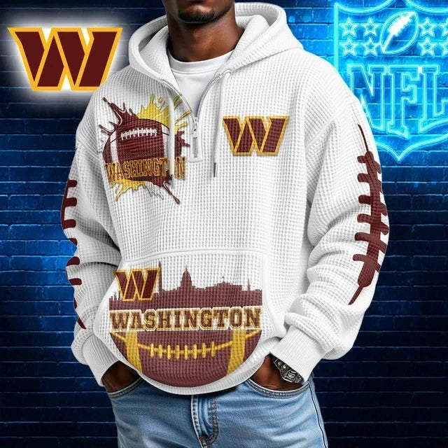 [SPECIAL OFFER] NEW CUSTOMIZED NFL12 WTC WASHINGTON COMMANDERS WAFFLE FULL ZIP HOODIE
