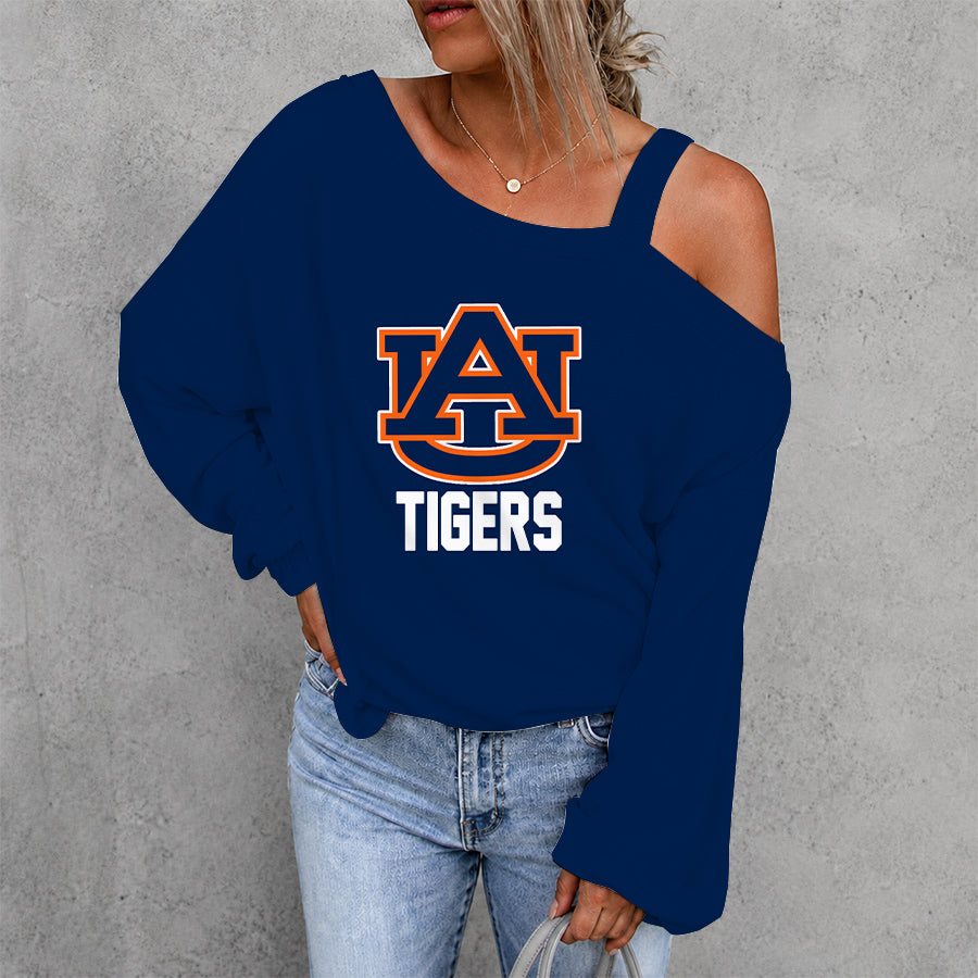 [FAN FAVORITE] NEW CUSTOMIZED NCAA FBS13 ABT AUBURN TIGERS WOMEN'S OFF-SHOULDER LONG SLEEVE SHIRT