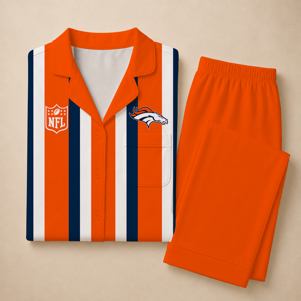 [SPECIAL OFFER] NEW CUSTOMIZED NFL13 DVB DENVER BRONCOS SHORT SLEEVE & LONG PANTS PAJAMAS SET