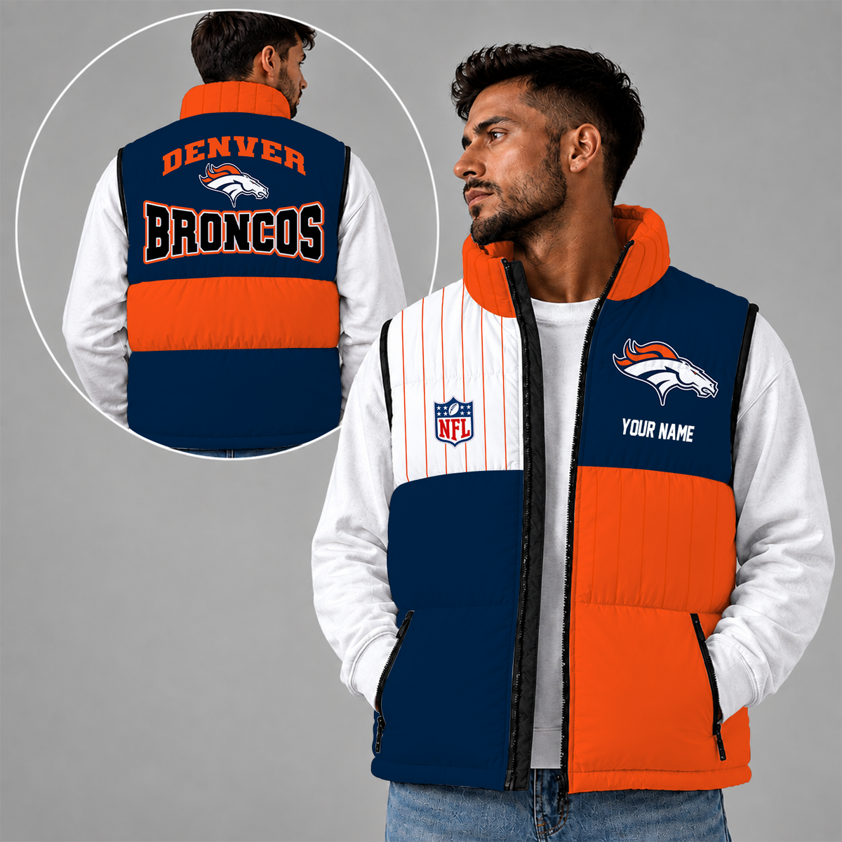 [SPECIAL OFFER] NEW CUSTOMIZED NFL13 DVB DENVER BRONCOS SLEEVELESS PUFFER VEST