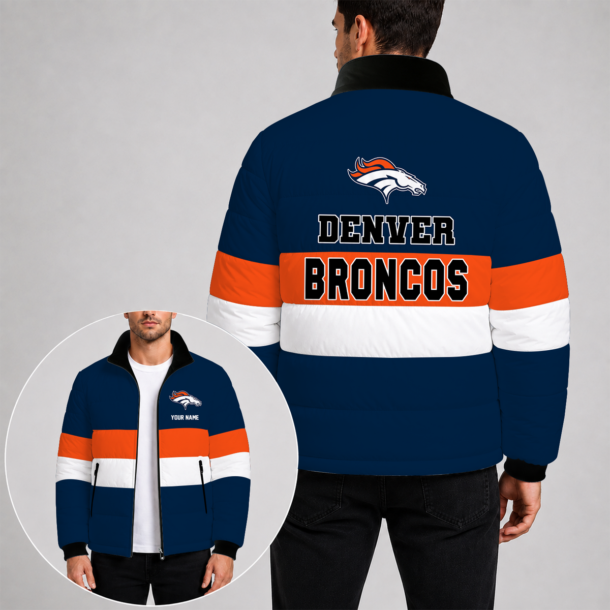 [SPECIAL OFFER] NEW CUSTOMIZED NFL13 DVB DENVER BRONCOS PUFFER JACKET