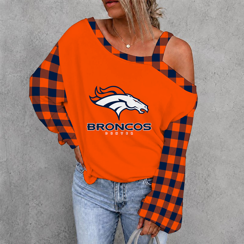 [SPECIAL OFFER] NEW CUSTOMIZED NFL13 DVB DENVER BRONCOS WOMEN'S OFF-SHOULDER LONG SLEEVE SHIRT