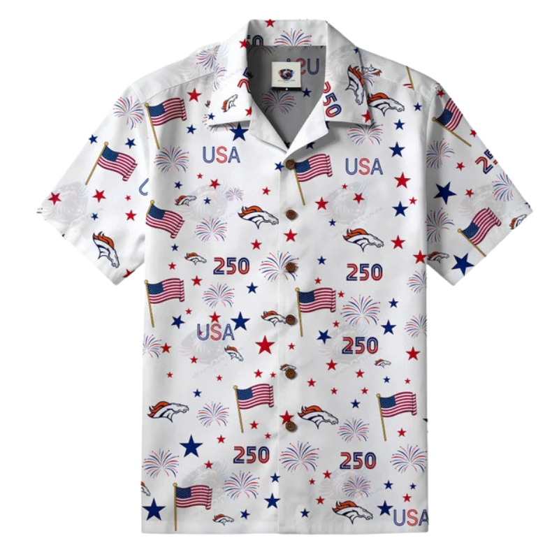 [SPECIAL OFFER] NEW CUSTOMIZED NFL13 DVB DENVER BRONCOS PATRIOTIC 250 USA HAWAIIAN SHIRT