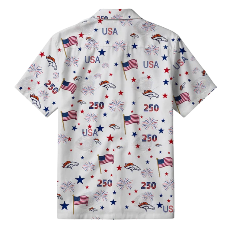 [SPECIAL OFFER] NEW CUSTOMIZED NFL13 DVB DENVER BRONCOS PATRIOTIC 250 USA HAWAIIAN SHIRT