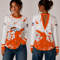[SPECIAL OFFER] NEW CUSTOMIZED NFL13 DVB DENVER BRONCOS WOMEN'S BACK V-CUT LONG-SLEEVE SHIRT