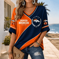 [SPECIAL OFFER] NEW CUSTOMIZED NFL13 DVB DENVER BRONCOS WOMEN'S HEART V-NECK LONG SLEEVE SHIRT