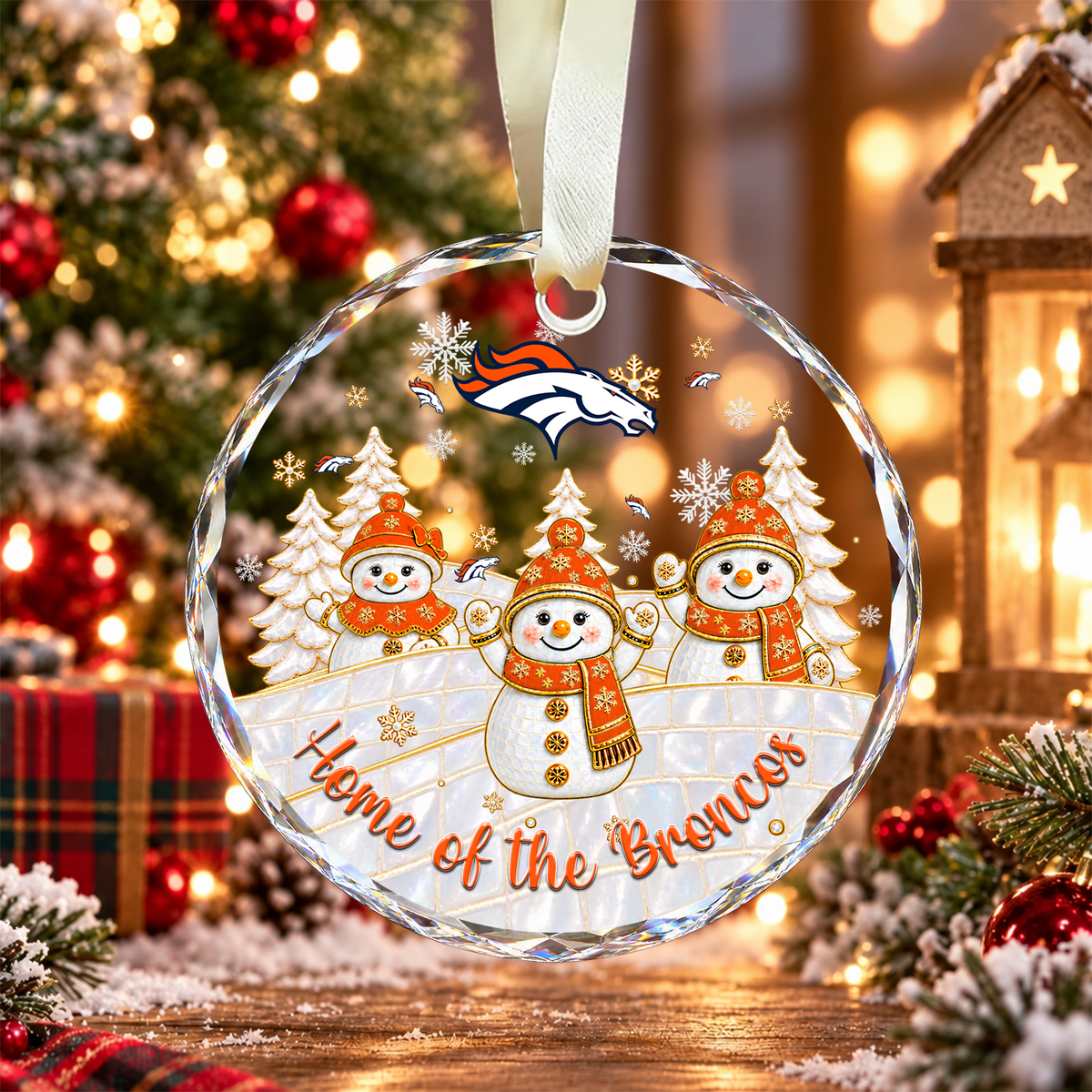 [SPECIAL OFFER] NEW CUSTOMIZED NFL13 DVB DENVER BRONCOS ROUND GLASS ORNAMENT