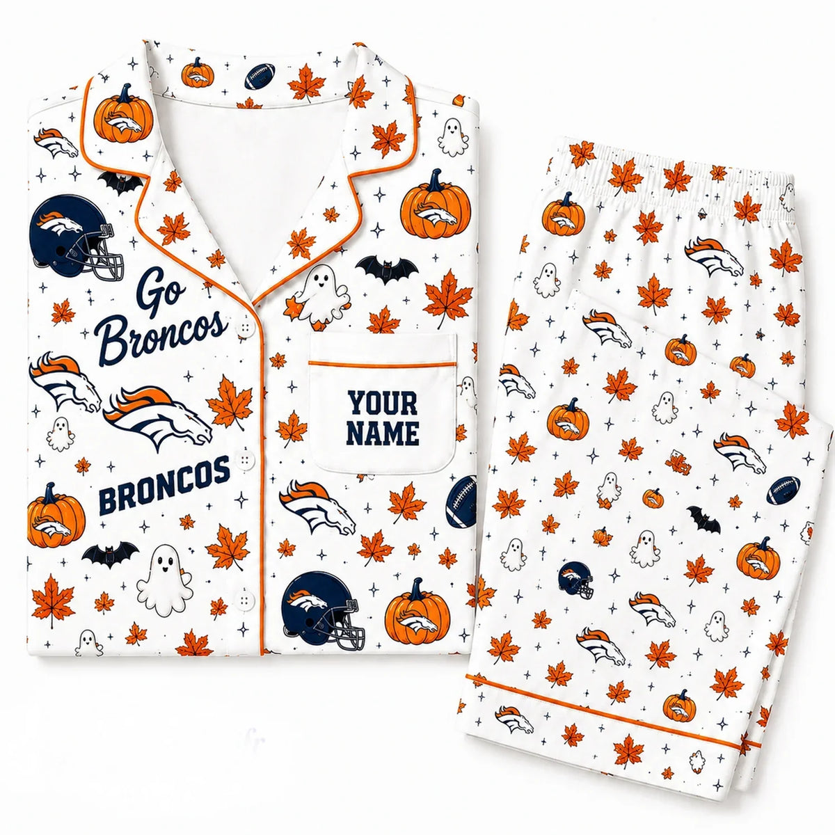 [SPECIAL OFFER] NEW CUSTOMIZED NFL13 DVB DENVER BRONCOS HALLOWEEN LONG PAJAMAS SET