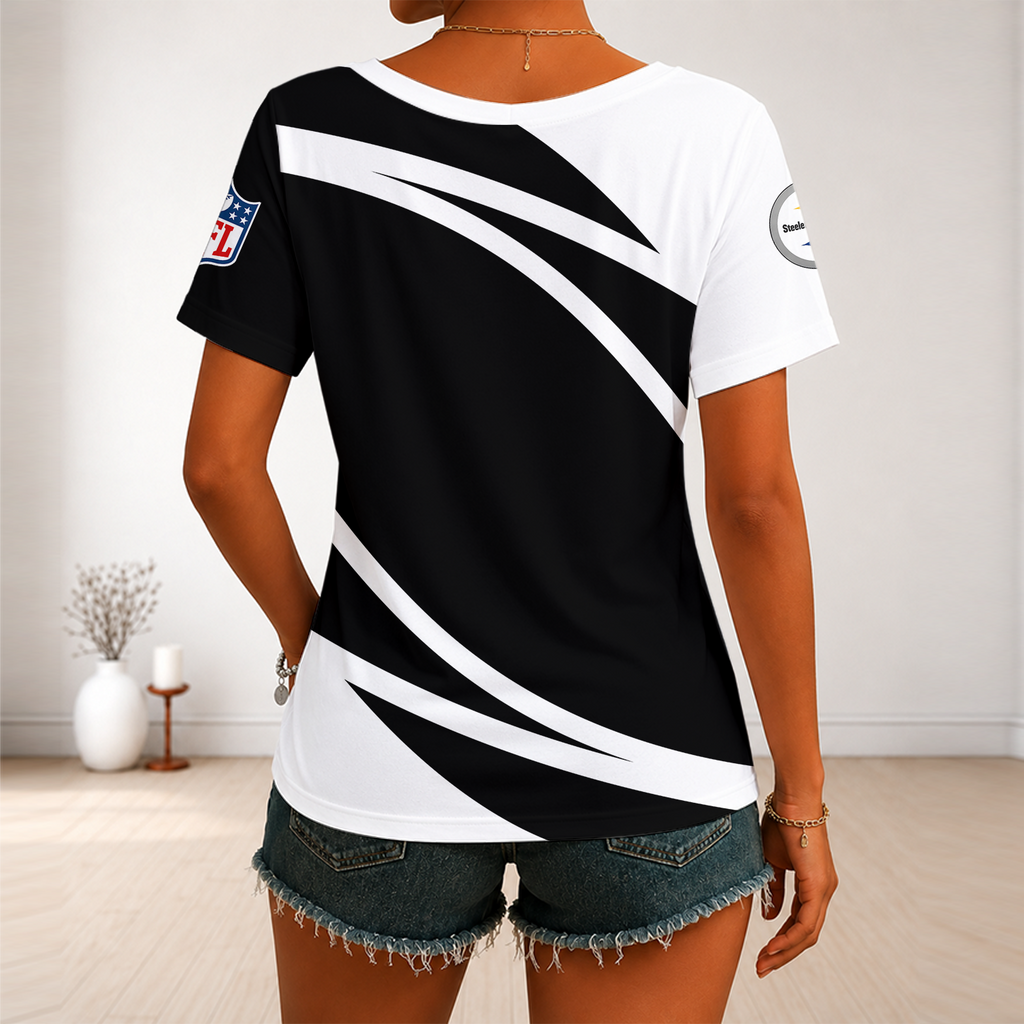 [SPECIAL OFFER] NEW CUSTOMIZED NFL07 LVR LAS VEGAS RAIDERS V-NECK FEMALE SHIRT