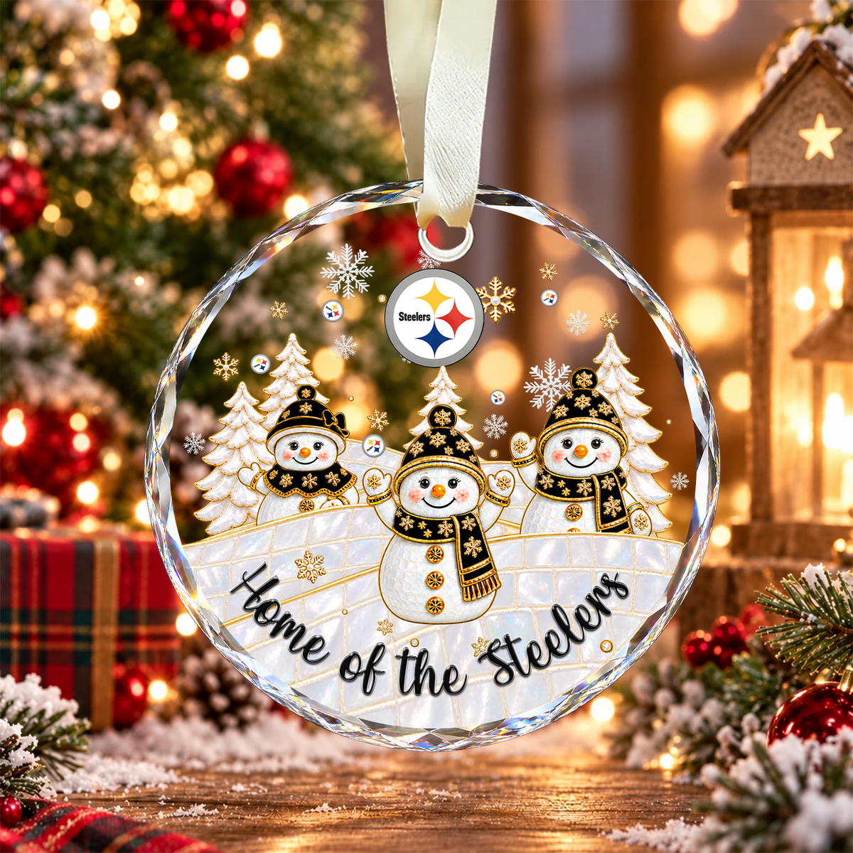 [SPECIAL OFFER] NEW CUSTOMIZED NFL14 PSB PITTSBURGH STEELERS ROUND GLASS ORNAMENT