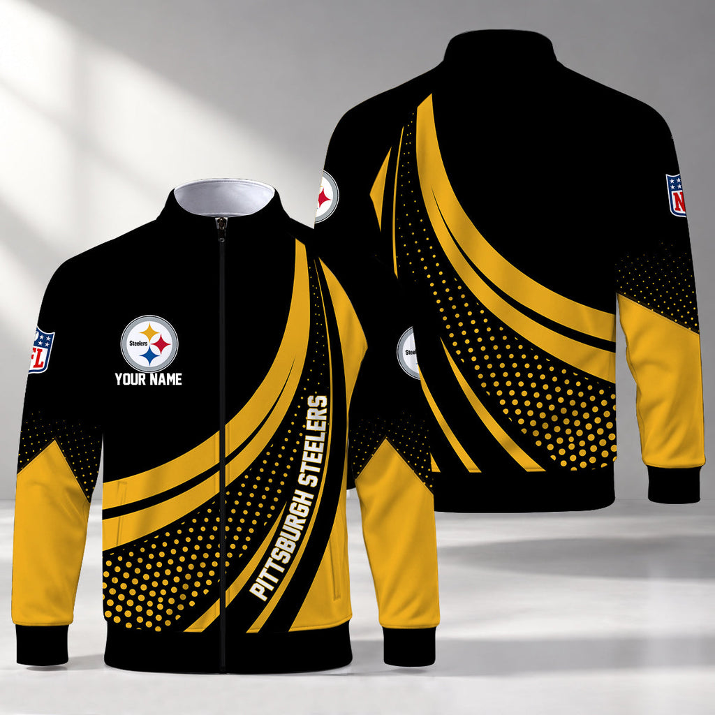 [SPECIAL OFFER] NEW CUSTOMIZED NFL14 PSB PITTSBURGH STEELERS STAND COLLAR JACKET