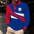 [SPECIAL OFFER] NEW CUSTOMIZED NFL14 PSB PITTSBURGH STEELERS LONG SLEEVE POLO SHIRT