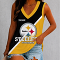 [SPECIAL OFFER] NEW CUSTOMIZED NFL14 PSB PITTSBURGH STEELERS WOMEN'S V-NECK TANK TOP